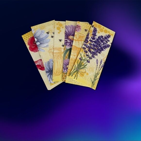 SET OF 6 HANDCRAFTED SLIM LINE FLORAL CARDS - Picture 4 of 15